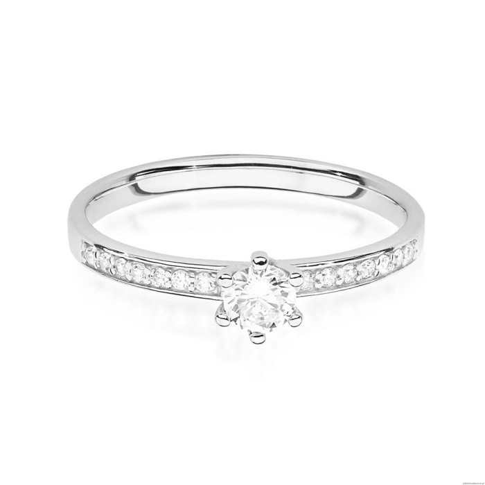 Pierścionek W459 Diament 0,10ct białe złoto