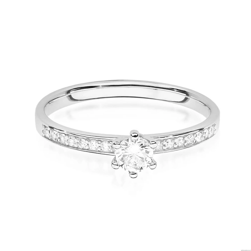 Pierścionek W459 Diament 0,10ct białe złoto