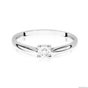 Pierścionek W461 Diament 0,08ct białe złoto