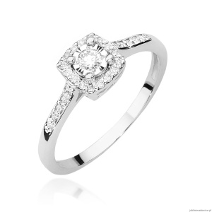 Pierścionek W462 Diament 0,08ct białe złoto