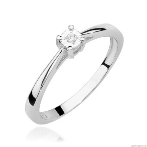 Pierścionek W463 Diament 0,02ct białe złoto
