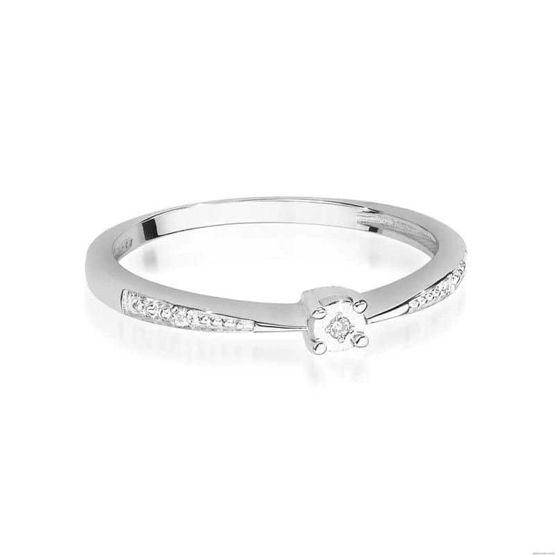 Pierścionek W465 Diament 0,01ct białe złoto
