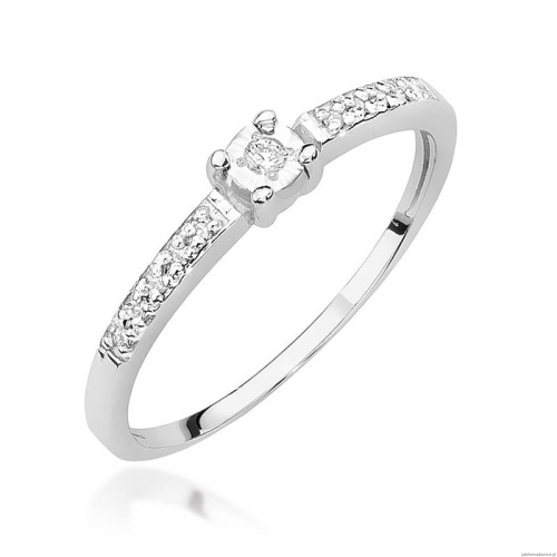 Pierścionek W467 Diament 0,02ct białe złoto
