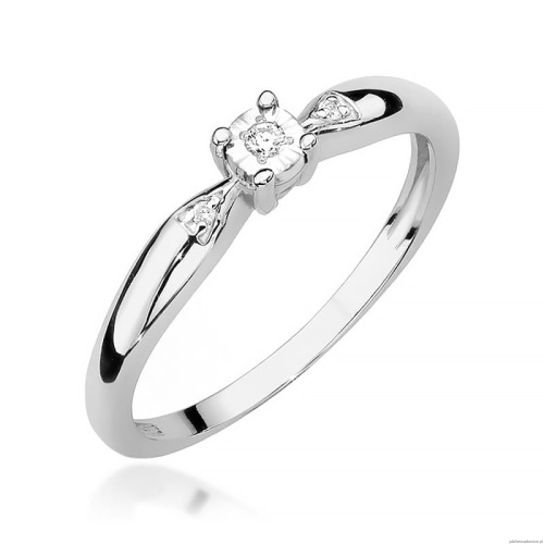 Pierścionek W469 Diament 0,02ct białe złoto