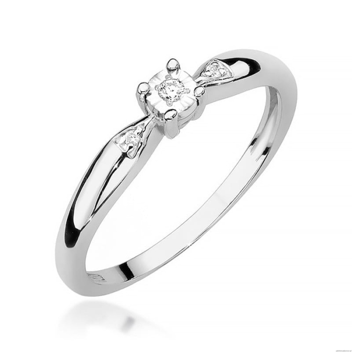 Pierścionek W469 Diament 0,02ct białe złoto