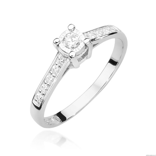 Pierścionek W474 Diament 0,08ct białe złoto