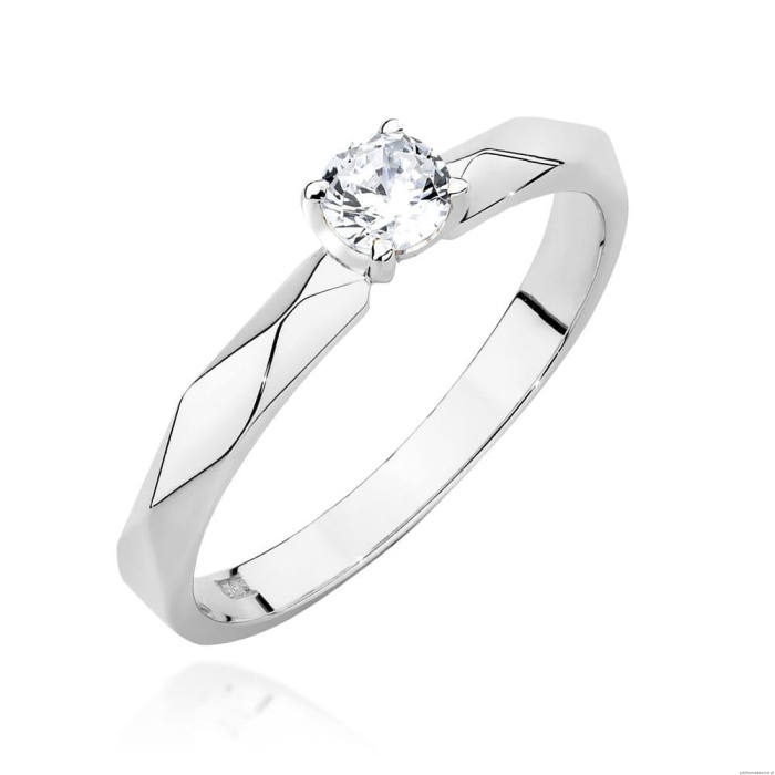 Pierścionek W484 Diament 0,15ct białe złoto