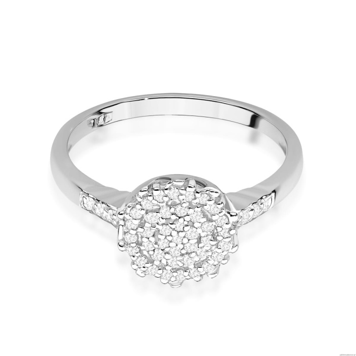 Pierścionek W565 z diamentami białe złoto