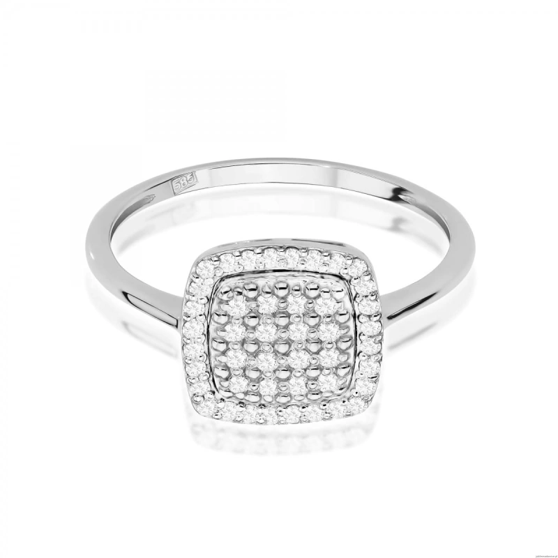 Pierścionek W568 z diamentami białe złoto