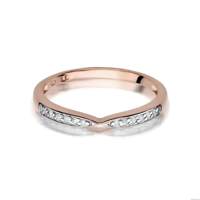 Pierścionek W425 z diamentami różowe złoto
