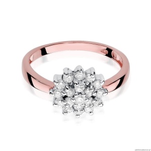 Pierścionek W004 z diamentami różowe złoto