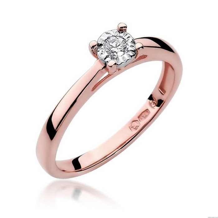 Pierścionek W007 Diament 0,08ct różowe złoto