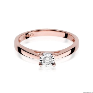 Pierścionek W007 Diament 0,08ct różowe złoto
