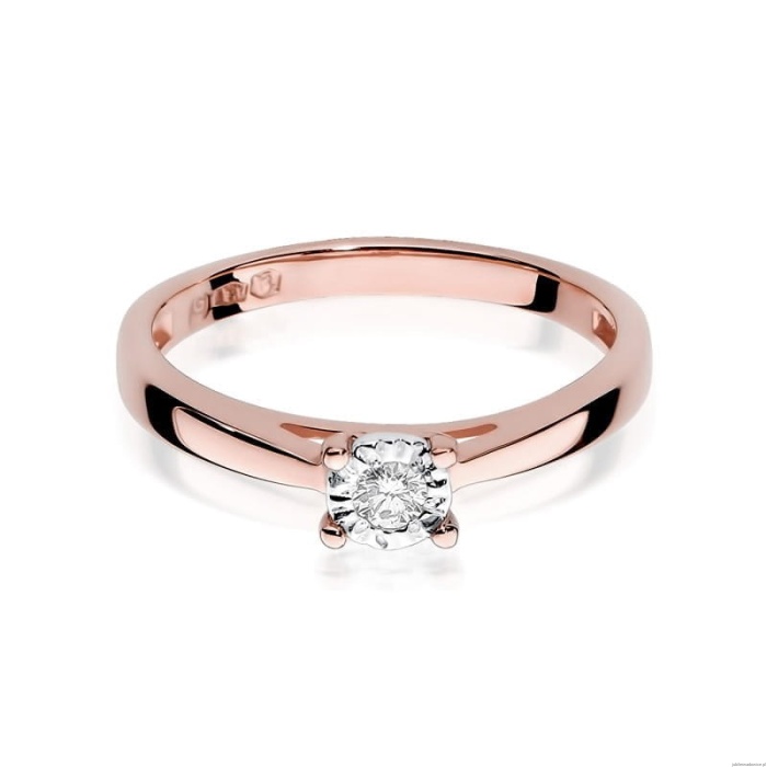 Pierścionek W007 Diament 0,08ct różowe złoto