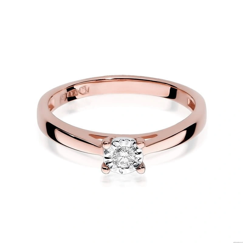 Pierścionek W007 Diament 0,08ct różowe złoto
