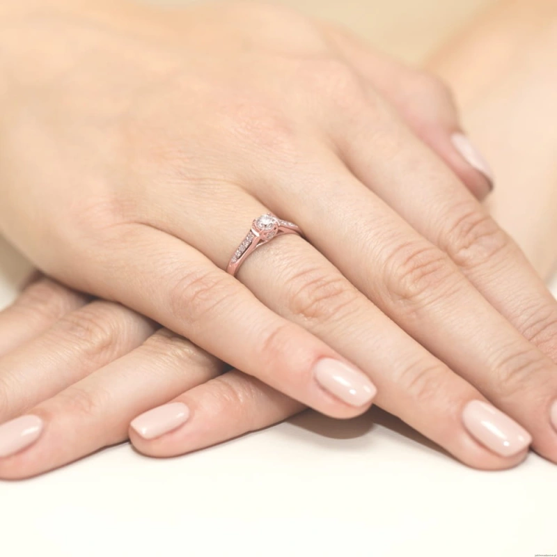 Pierścionek W016 Diament 0,23ct różowe złoto