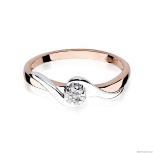 Pierścionek W022 Diament 0,04ct różowe złoto