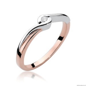 Pierścionek W027 Diament 0,05ct różowe złoto