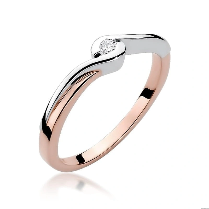 Pierścionek W027 Diament 0,05ct różowe złoto