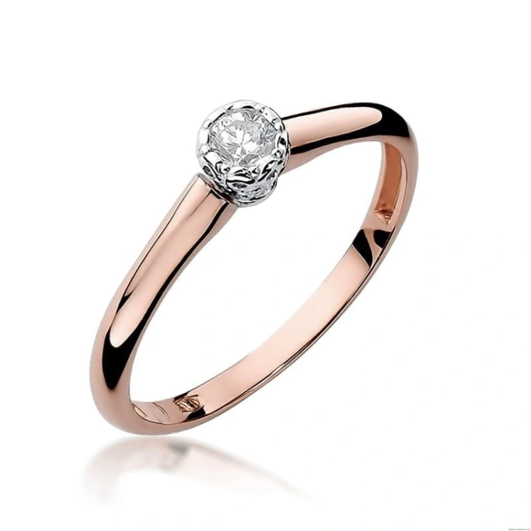 Pierścionek W042 Diament 0,13ct różowe złoto