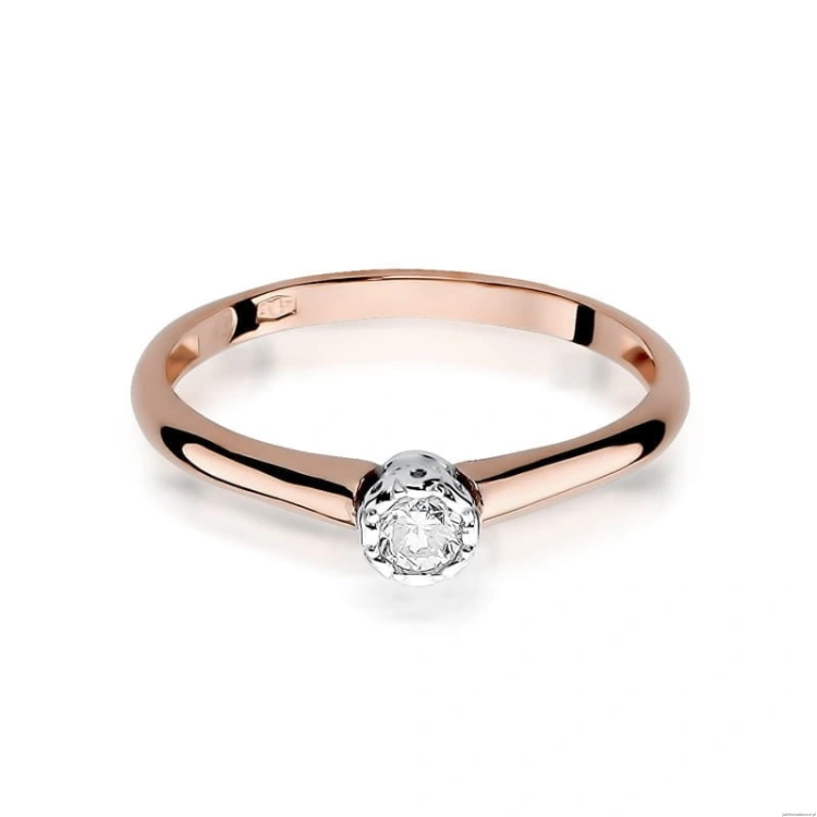 Pierścionek W042 Diament 0,13ct różowe złoto