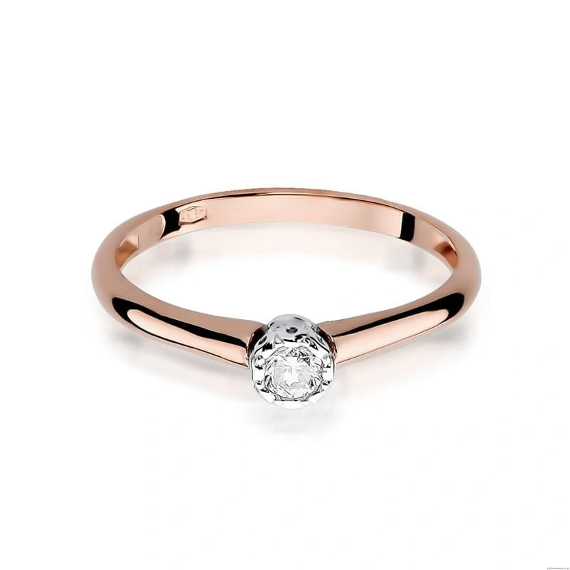Pierścionek W042 Diament 0,13ct różowe złoto