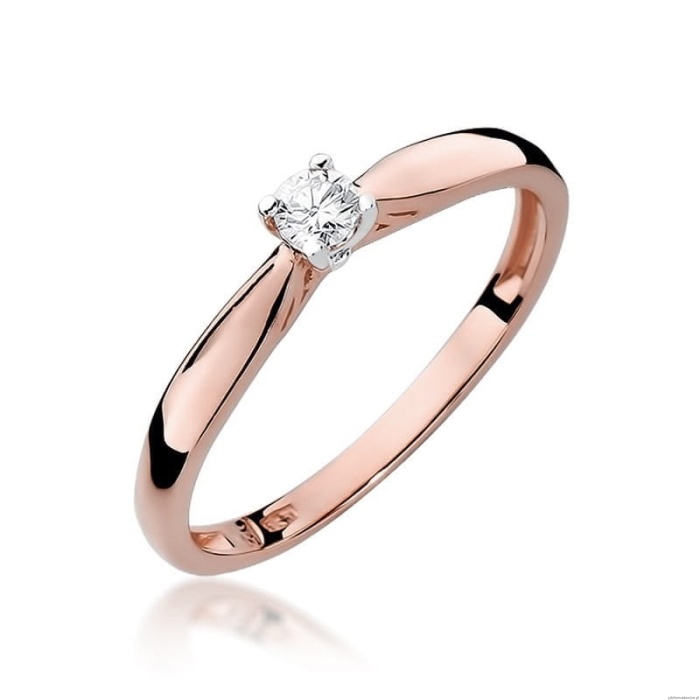 Pierścionek W045 Diament 0,10ct różowe złoto