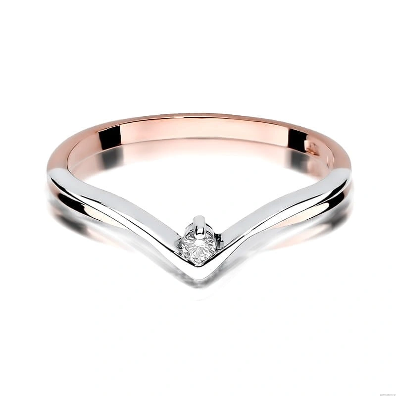Pierścionek W051 Diament 0,04ct różowe złoto