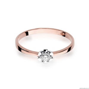 Pierścionek W053 Diament 0,10ct różowe złoto