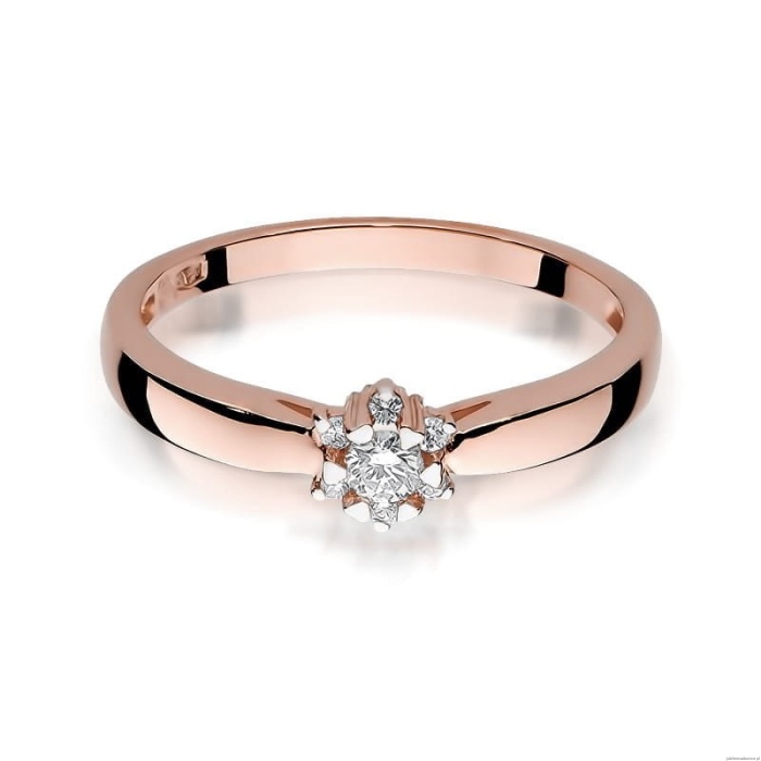 Pierścionek W061 Diament 0,10ct różowe złoto