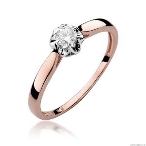 Pierścionek W062 Diament 0,15ct różowe złoto