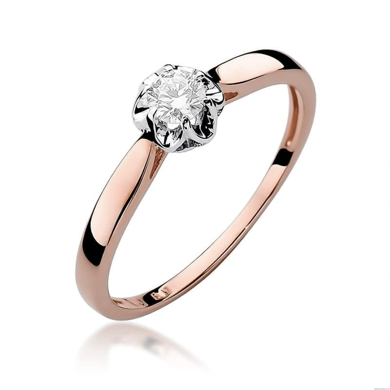 Pierścionek W062 Diament 0,15ct różowe złoto