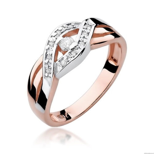 Pierścionek W083 Diament 0,05ct różowe złoto