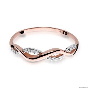 Pierścionek W096 z diamentami różowe złoto