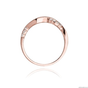 Pierścionek W096 z diamentami różowe złoto