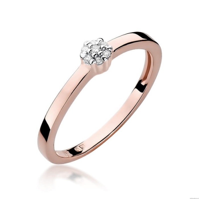 Pierścionek W100 z diamentami różowe złoto