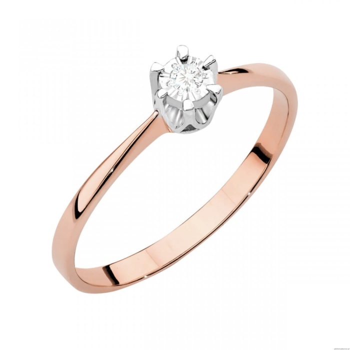 Pierścionek W111T Diament 0,03ct różowe złoto