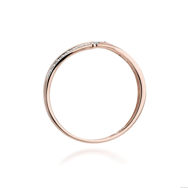 Pierścionek W114 z diamentami różowe złoto