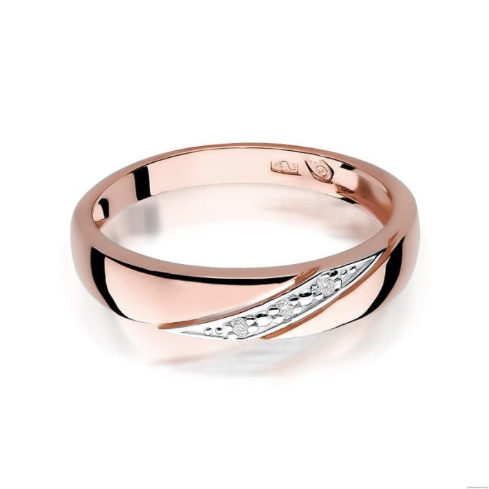 Pierścionek W0118 z diamentami różowe złoto