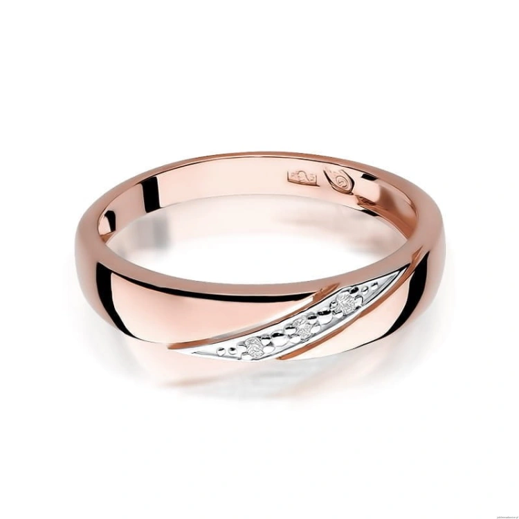 Pierścionek W0118 z diamentami różowe złoto