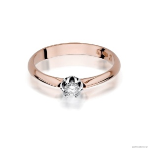 Pierścionek W134 Diament 0,10ct różowe złoto