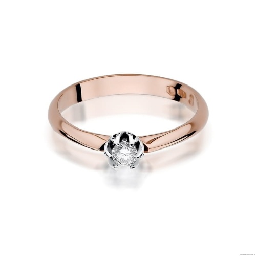 Pierścionek W134 Diament 0,10ct różowe złoto