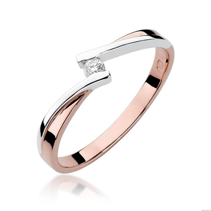 Pierścionek W137 Diament 0,04ct różowe złoto