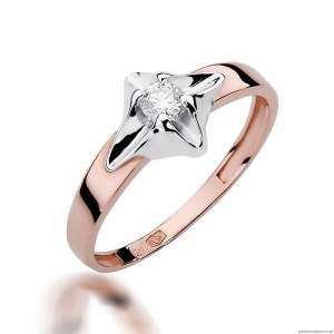 Pierścionek W155 Diament 0,12ct różowe złoto