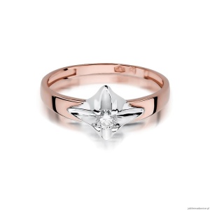 Pierścionek W155 Diament 0,12ct różowe złoto