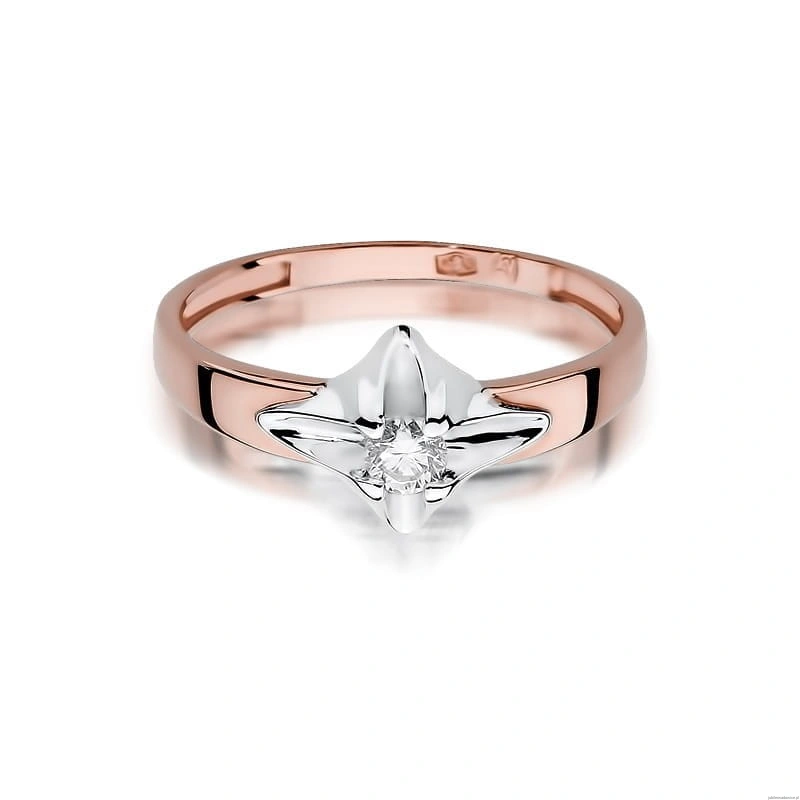Pierścionek W155 Diament 0,12ct różowe złoto