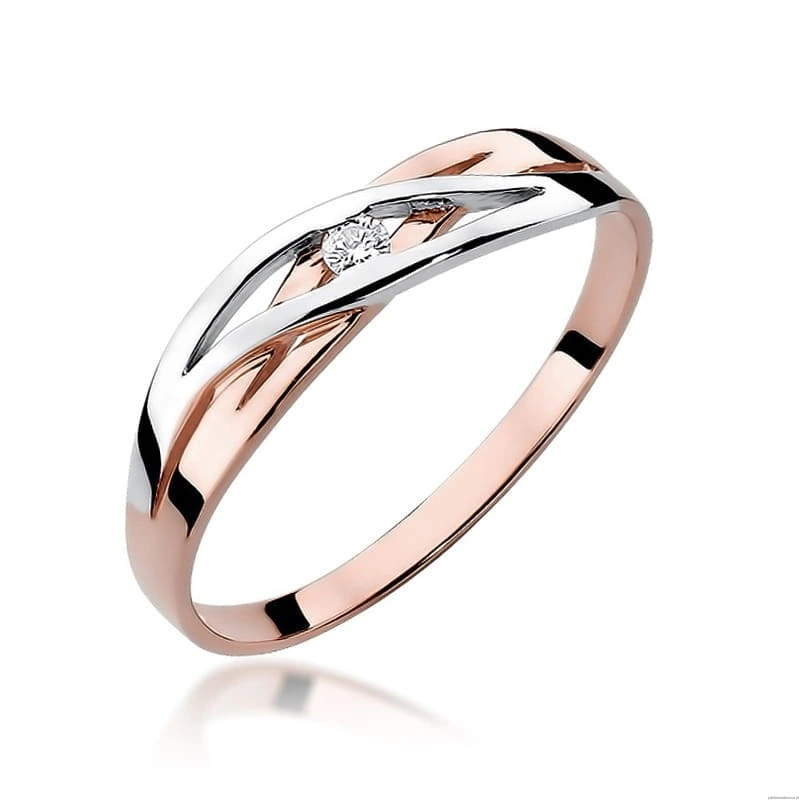 Pierścionek W156 Diament 0,05ct różowe złoto
