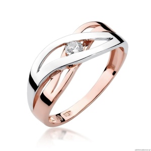 Pierścionek W156 Diament 0,10ct różowe złoto