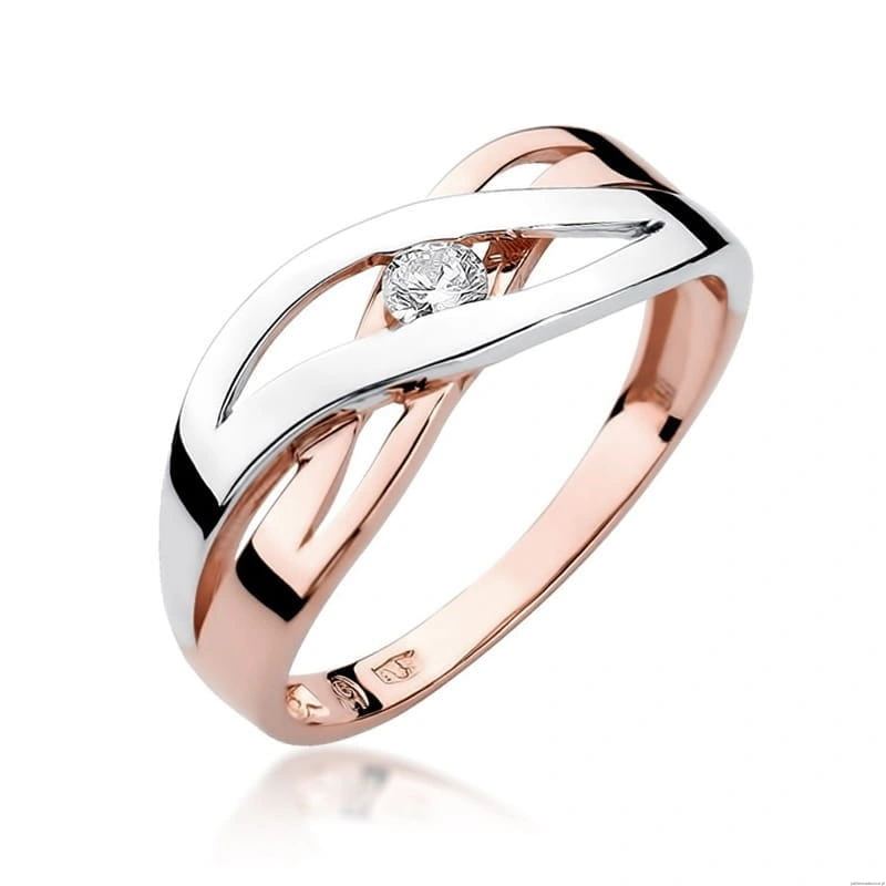 Pierścionek W156 Diament 0,10ct różowe złoto