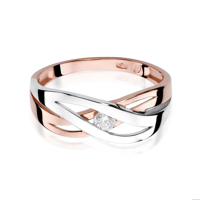 Pierścionek W156 Diament 0,10ct różowe złoto